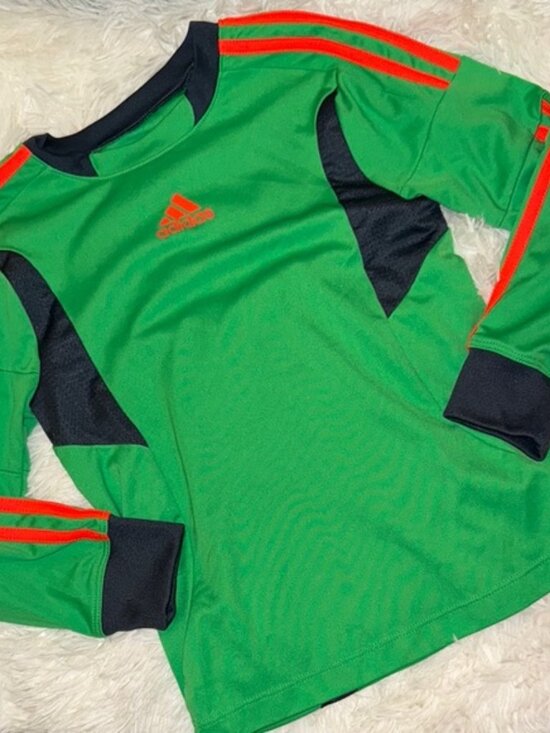 Adidas Green and Black Long Sleeve Performance Tee - Picture 2 of 6